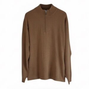 Pronto Uomo Men’s Merino Wool Blend Quarter  Zip Sweater Taupe Brown Size XL